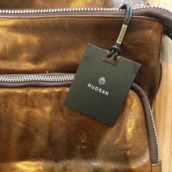 Rudsak Distressed Brown Leather Messenger Bag - Picture 7 of 16